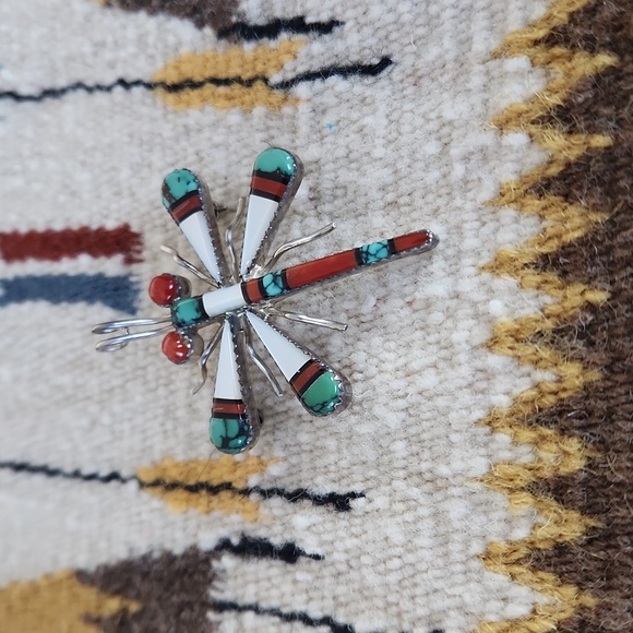Beautiful Native American Zuni Inlaid  Mult-stone Dragonfly Pendant/Pin ♥️🎁 - Picture 11 of 11